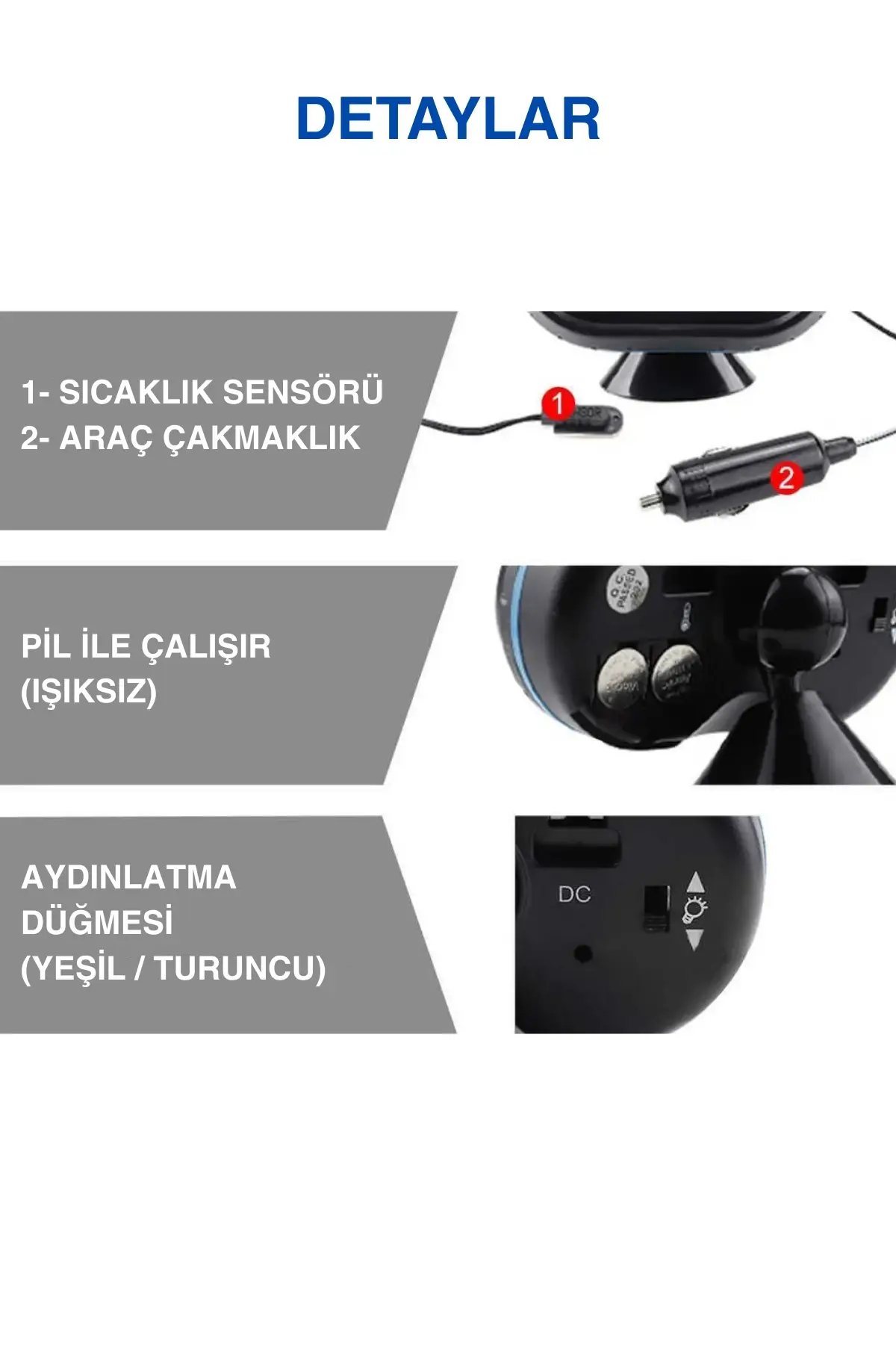 Araba Araç Oto Çok Fonksiyonlu Termometre Saat Voltmetre Vst7009 Araba Araç Oto Çok Fonksiyonlu Termometre Saat Voltmetre Vst7009