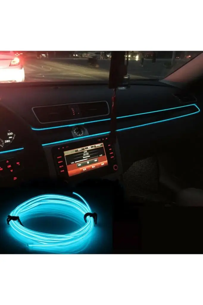 Araç İçi Torpido Şerit Ledi Renkli İp Neon Led 5 Metre Buz Mavi Mavi Açık Araç İçi Torpido Şerit Ledi Renkli İp Neon Led 5 Metre Buz Mavi Mavi Açık