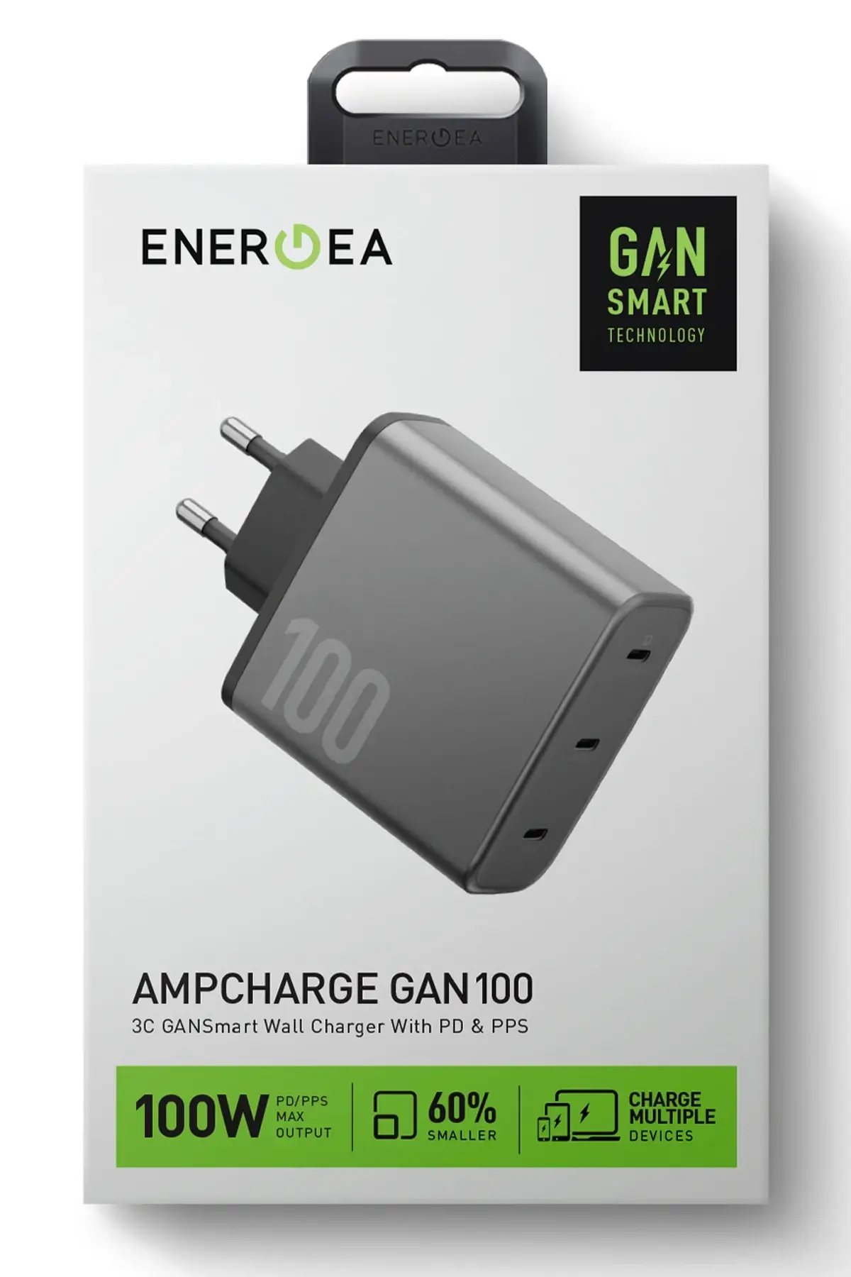 Energea AmpCharge GaN100 2 Adet 100W Type-C ve 1 Adet 35W Type-C Çıkışlı Hızlı Şarj Aleti Energea AmpCharge GaN100 2 Adet 100W Type-C ve 1 Adet 35W Type-C Çıkışlı Hızlı Şarj Aleti