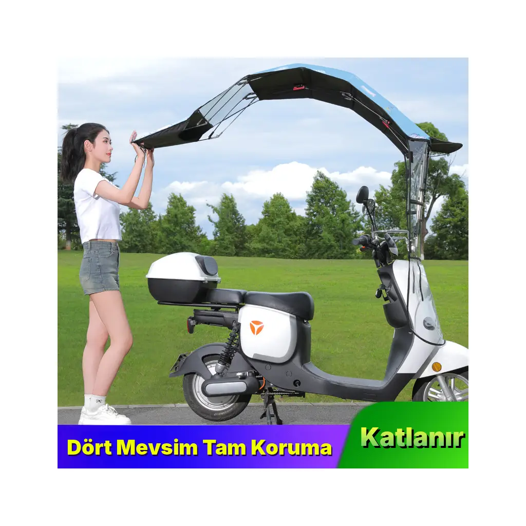 Motorsiklet Scooter Tentesi Yağmur Rüzgar Korumalı Gölgelik Katlanabilir