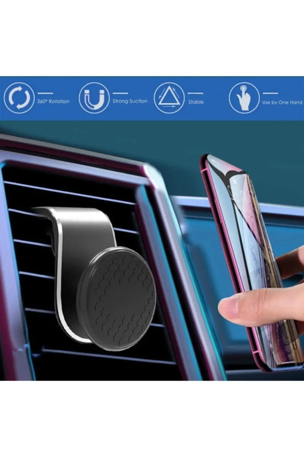 Rotary 360 Mıknatıslı Havalandırma Araç Telefon Tutucu L Tipi Rotary 360 Mıknatıslı Havalandırma Araç Telefon Tutucu L Tipi