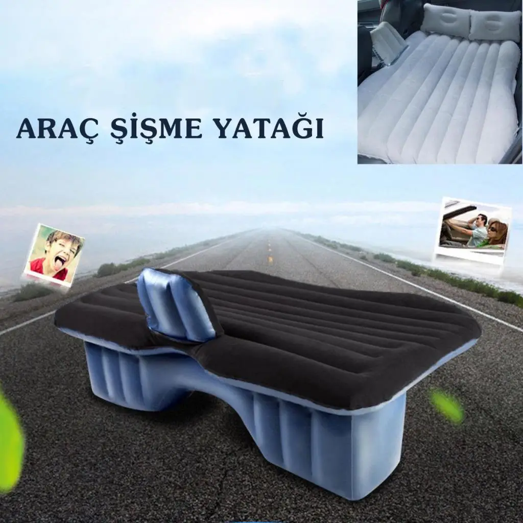 Şişme Araba Arka Koltuk Yatağı Seyahat Minderi + Hava Kompresörü Lacivert Şişme Araba Arka Koltuk Yatağı Seyahat Minderi + Hava Kompresörü Lacivert