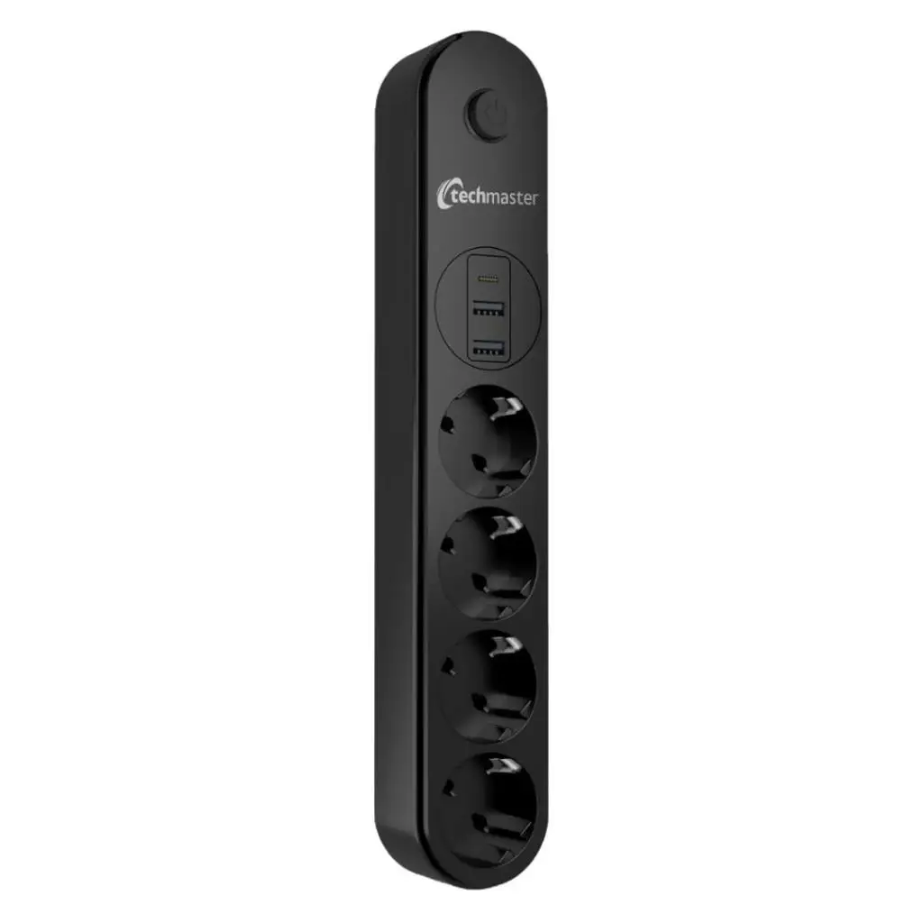 Techmaster 2 Usb+Type-C Akım Çocuk Korumalı 4`lü Priz 5mt Techmaster 2 Usb+Type-C Akım Çocuk Korumalı 4`lü Priz 5mt