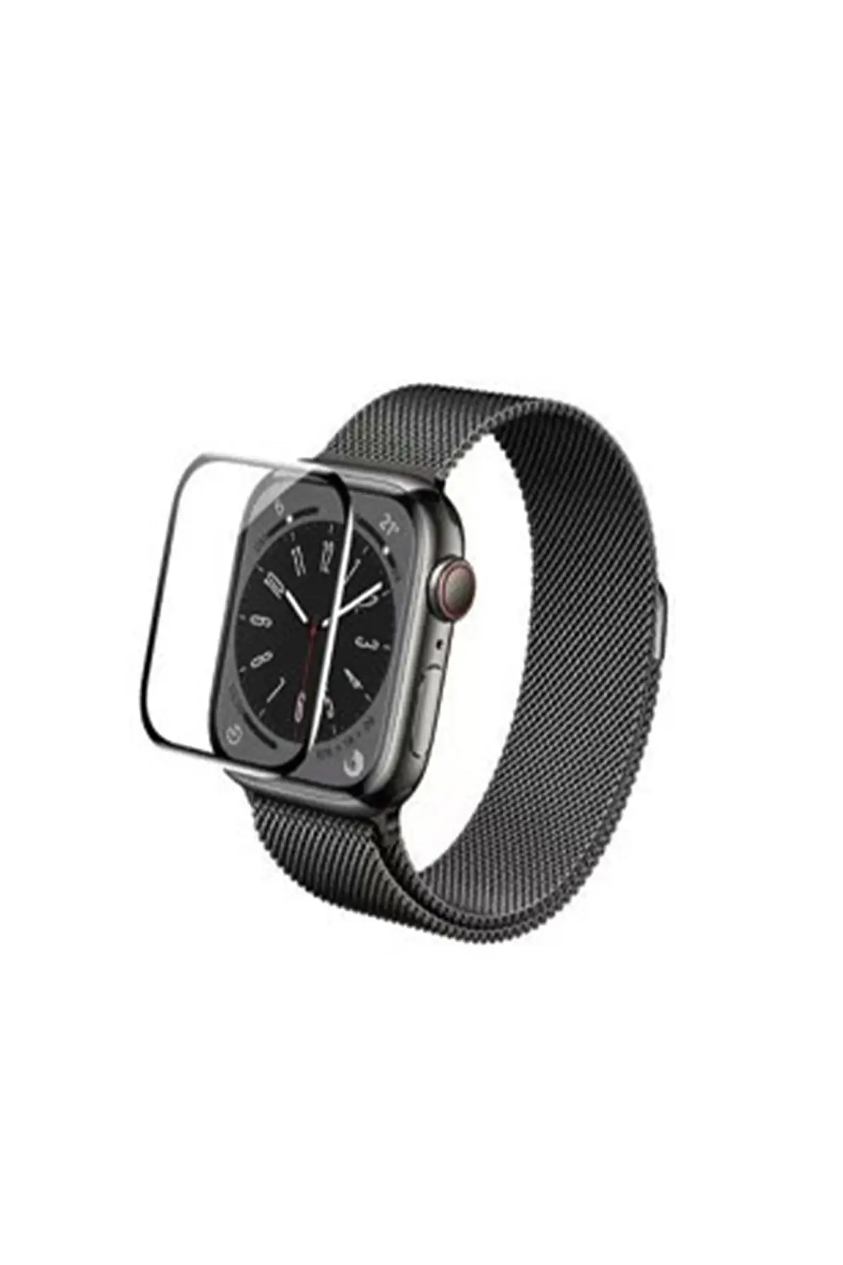 URR Apple Watch 41mm 2in1 PMMA Nano Ekran Koruyucu - Siyah URR Apple Watch 41mm 2in1 PMMA Nano Ekran Koruyucu - Siyah