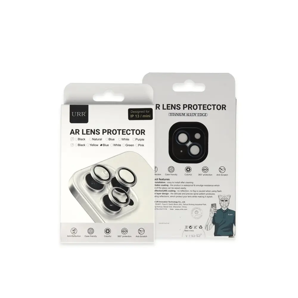 URR iPhone 13 Mini Titanium Alloy Kamera Lens Koruyucu Mavi URR iPhone 13 Mini Titanium Alloy Kamera Lens Koruyucu Mavi