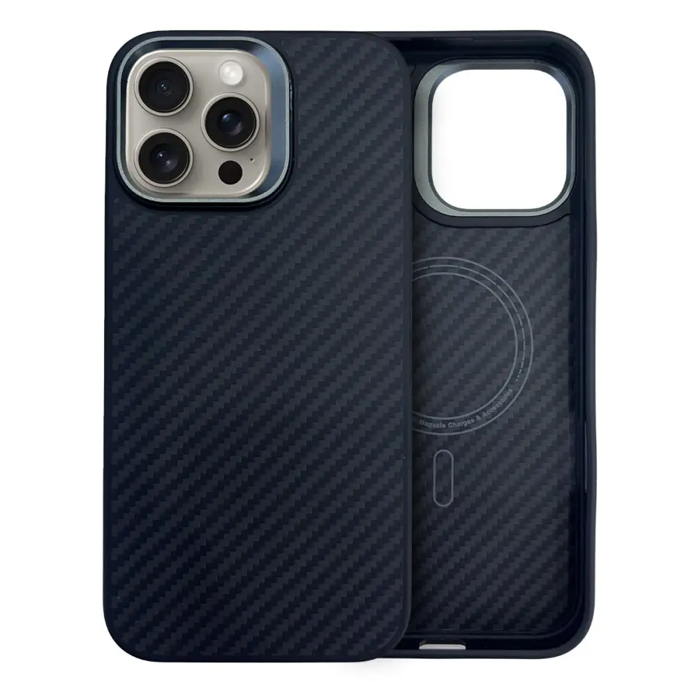 URR iPhone 15 Pro Max Real Kevlar Magsafe Kapak Siyah URR iPhone 15 Pro Max Real Kevlar Magsafe Kapak Siyah