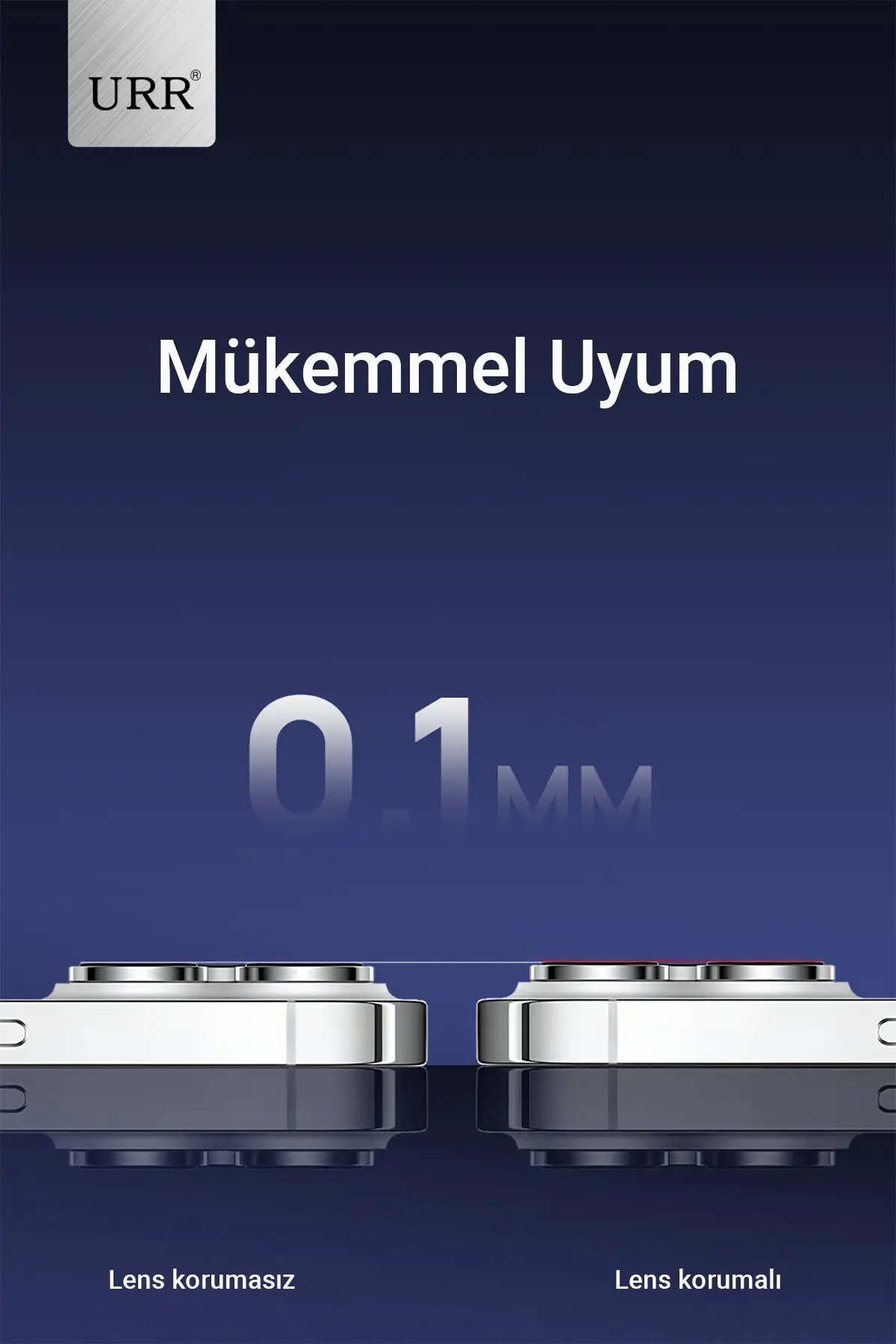 URR iPhone 16 3D PVD Dioxide Kamera Lens Koruyucu Lacivert URR iPhone 16 3D PVD Dioxide Kamera Lens Koruyucu Lacivert