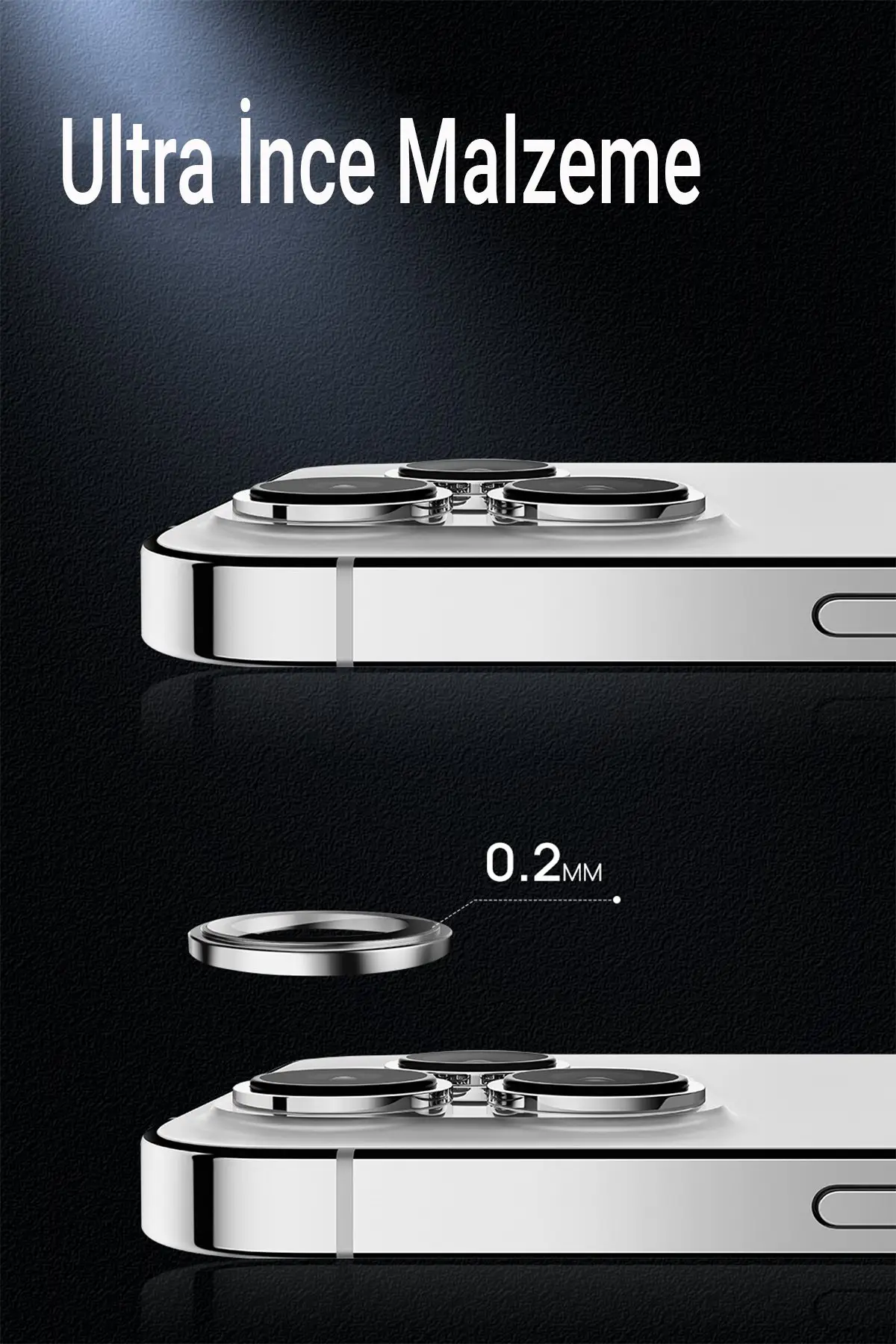 URR iPhone 16 Titanium Alloy Kamera Lens Koruyucu Siyah URR iPhone 16 Titanium Alloy Kamera Lens Koruyucu Siyah