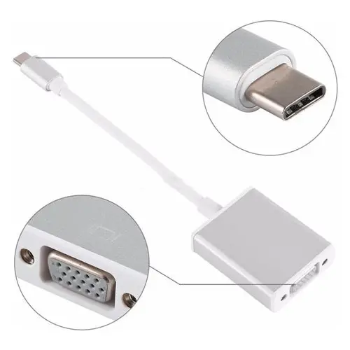 Usb Type-C 3.1 to Vga Çevirici Dönüştürücü Adaptör Kablosu Usb Type-C 3.1 to Vga Çevirici Dönüştürücü Adaptör Kablosu
